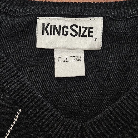 KingSize Big & Tall Men's Argyle V-Neck Sweater Black Red Gray Pullover 2XL - Picture 4 of 13